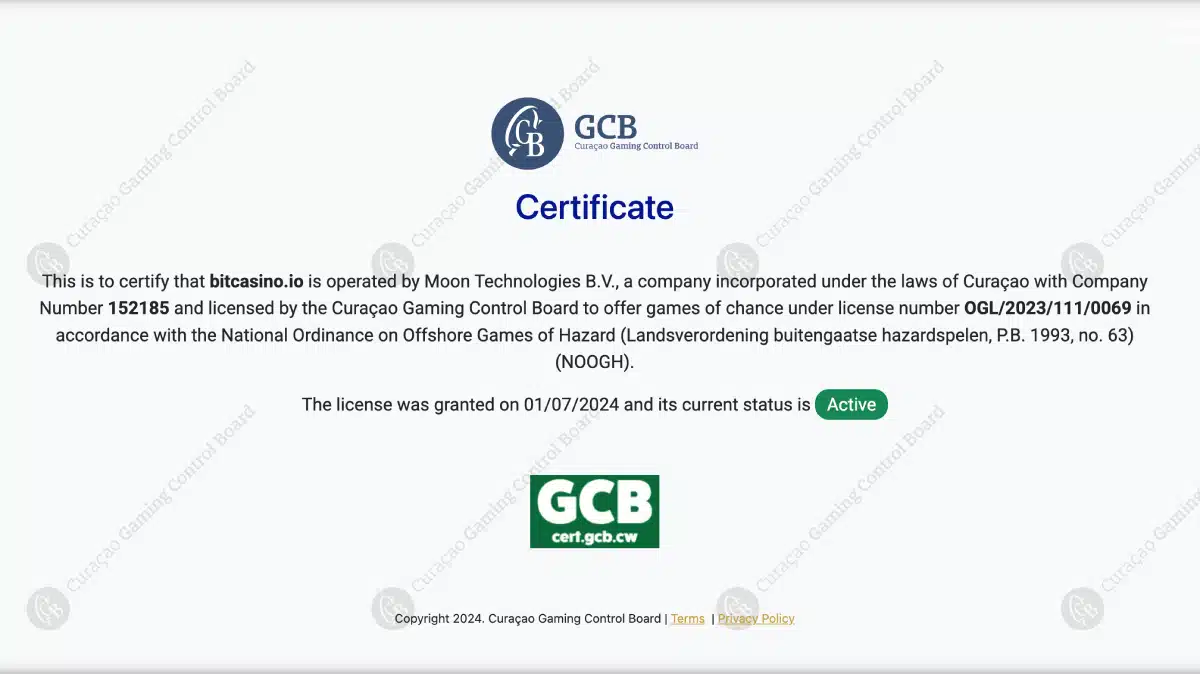 JA Bitcasino license image